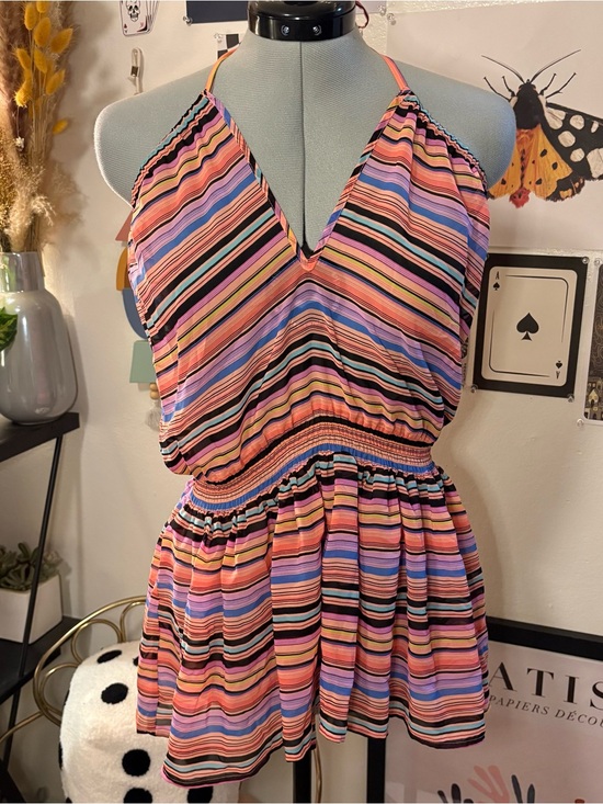 Victoria's Secret Other - Victoria’s Secret Multicolor Striped Halter Swim Cover Up Mini Dress Small